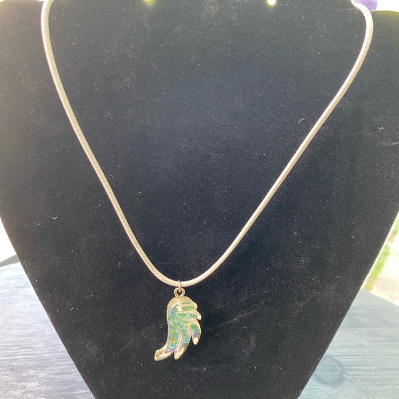 Resin handmade angel wing pendant on 17” corded necklace. - Picture 2 of 2